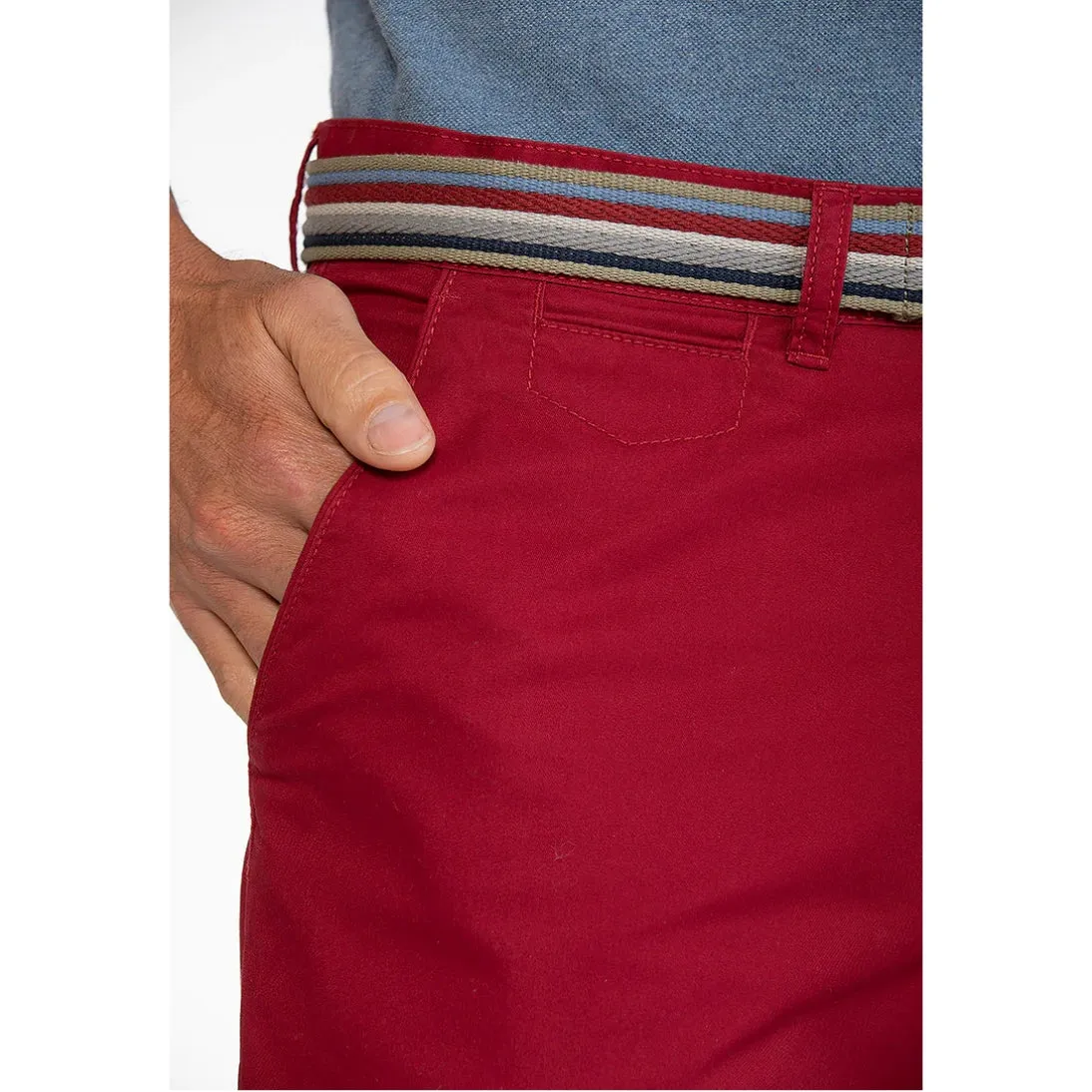 Bruhl Fano Tailored Cotton Twill Stretch Regular Fit Shorts Red