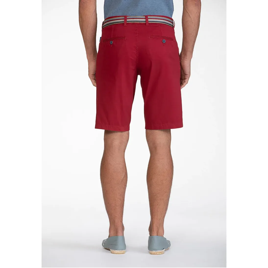 Bruhl Fano Tailored Cotton Twill Stretch Regular Fit Shorts Red