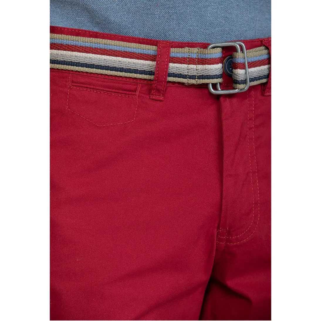 Bruhl Fano Tailored Cotton Twill Stretch Regular Fit Shorts Red