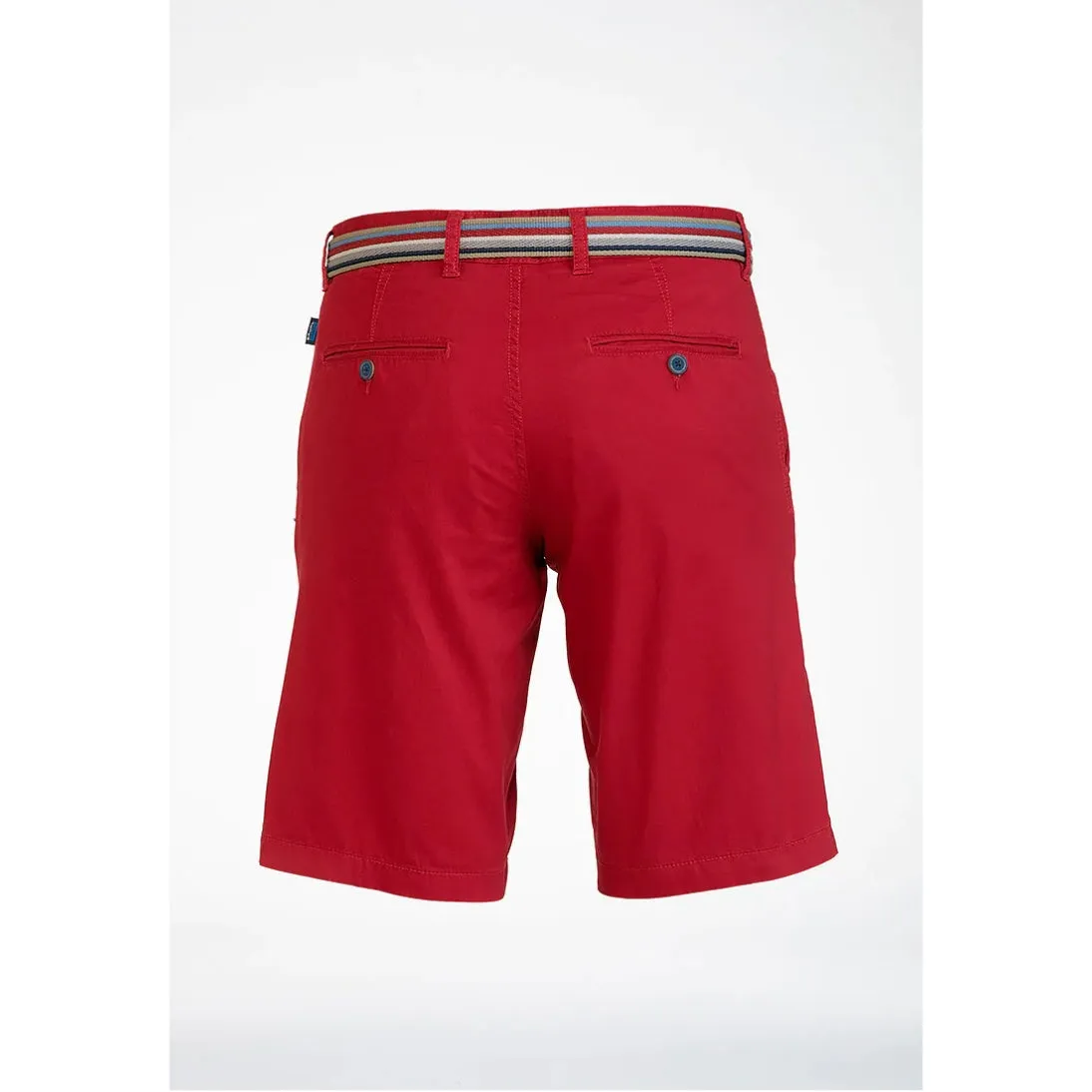 Bruhl Fano Tailored Cotton Twill Stretch Regular Fit Shorts Red