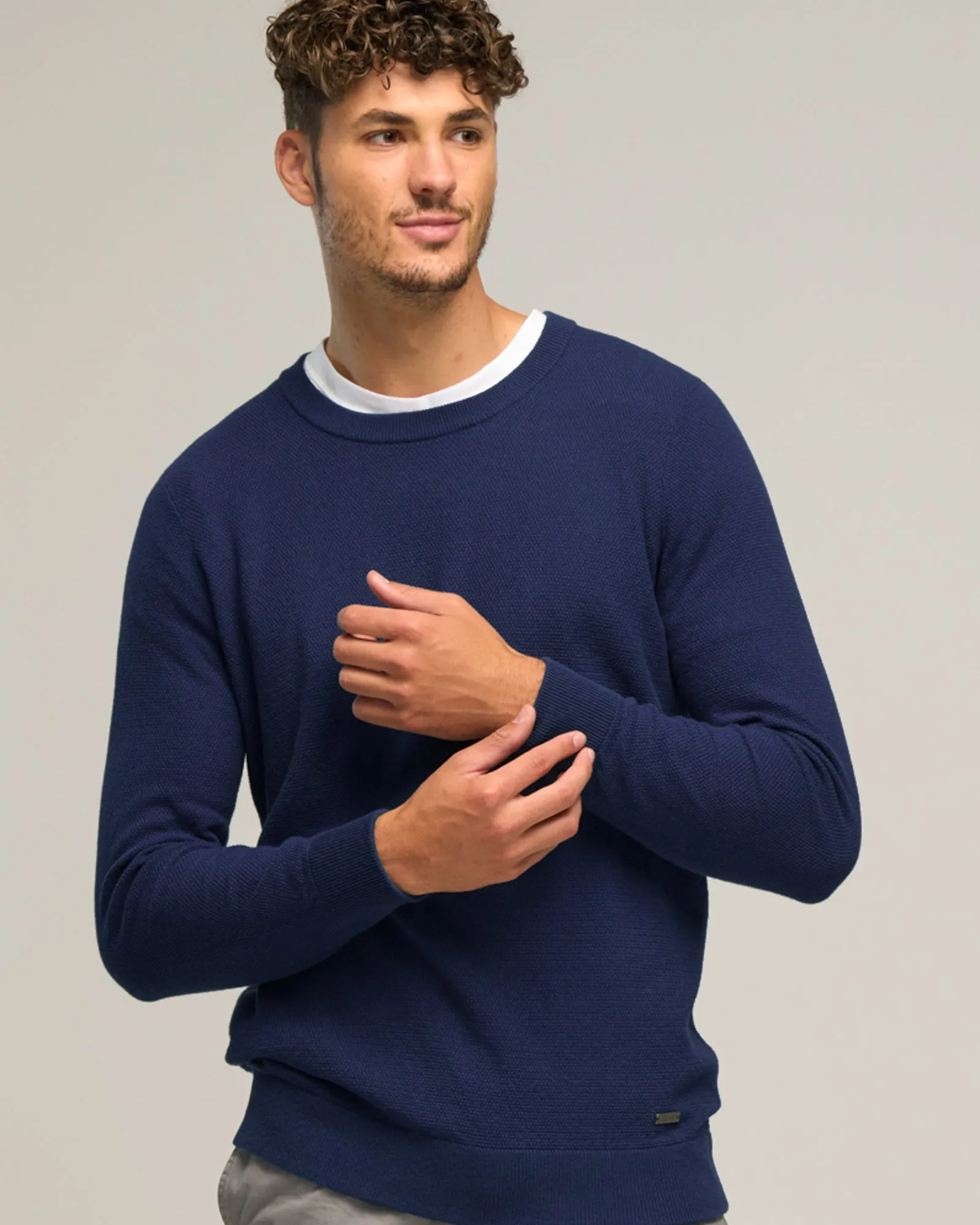 CASHMERE COTTON CREW STITCH