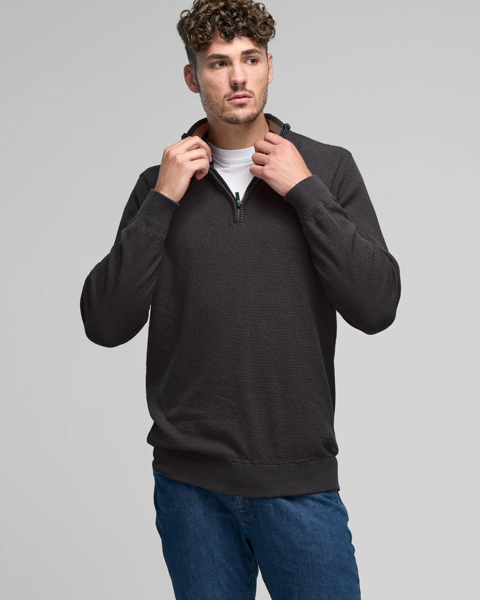 CASHMERE COTTON STITCH QTR ZIP