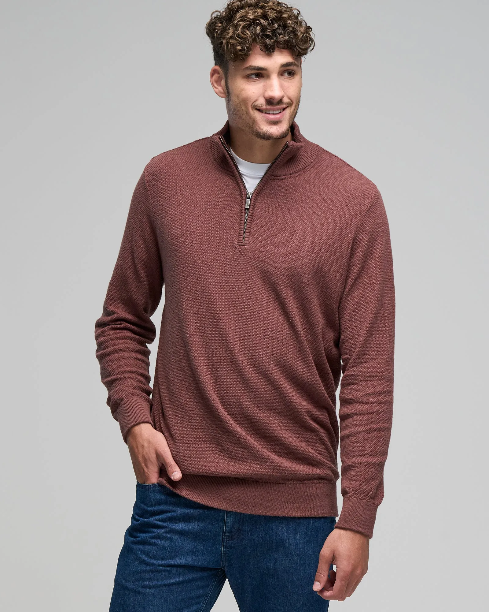 CASHMERE COTTON STITCH QTR ZIP