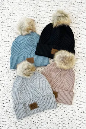 C.C. Patch Heathered Pom Hat - 4 Colors!