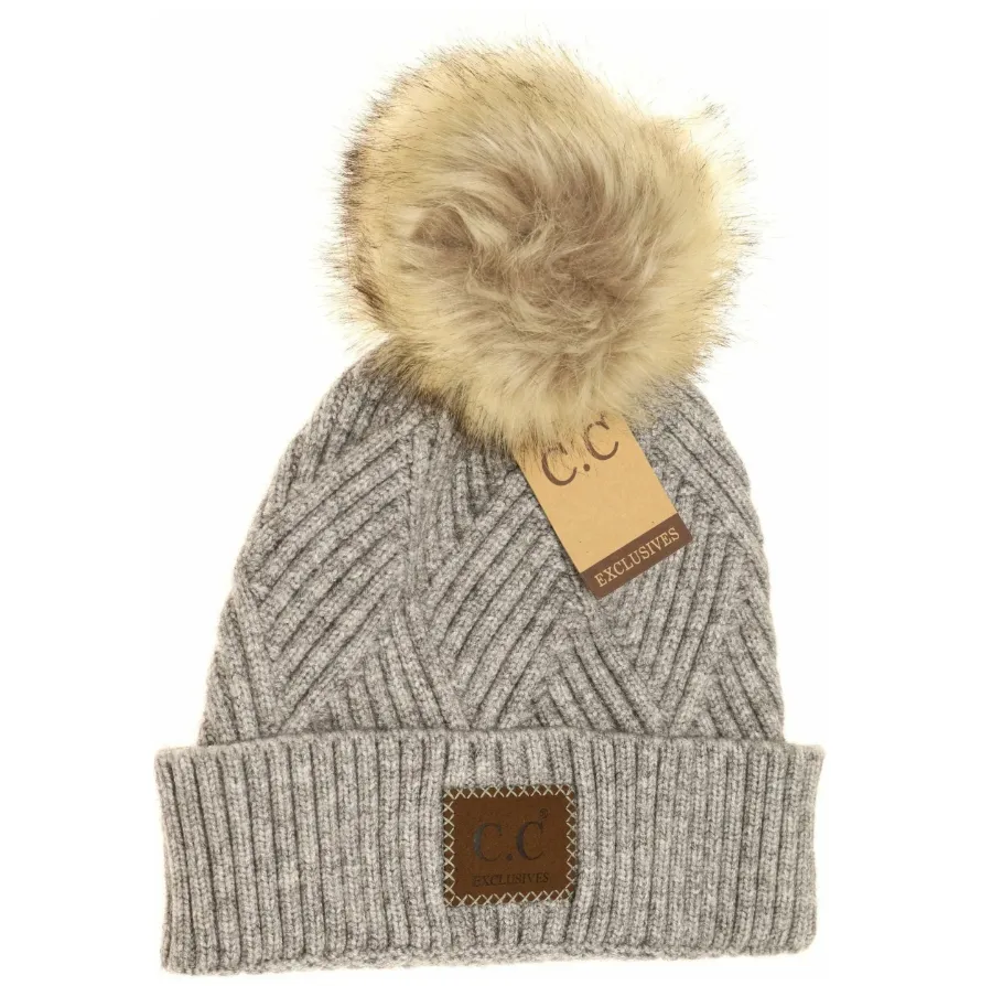 C.C. Patch Heathered Pom Hat - 4 Colors!