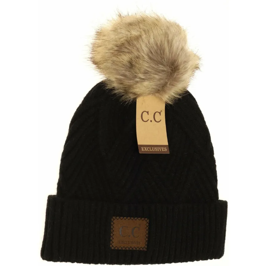 C.C. Patch Heathered Pom Hat - 4 Colors!