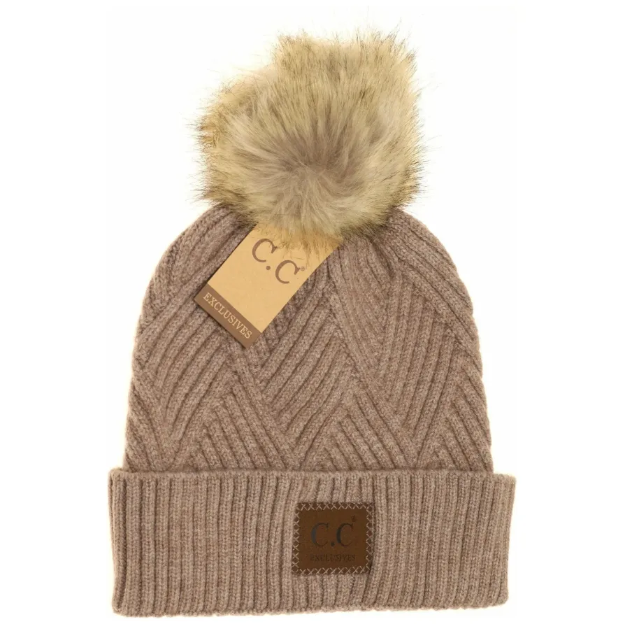 C.C. Patch Heathered Pom Hat - 4 Colors!