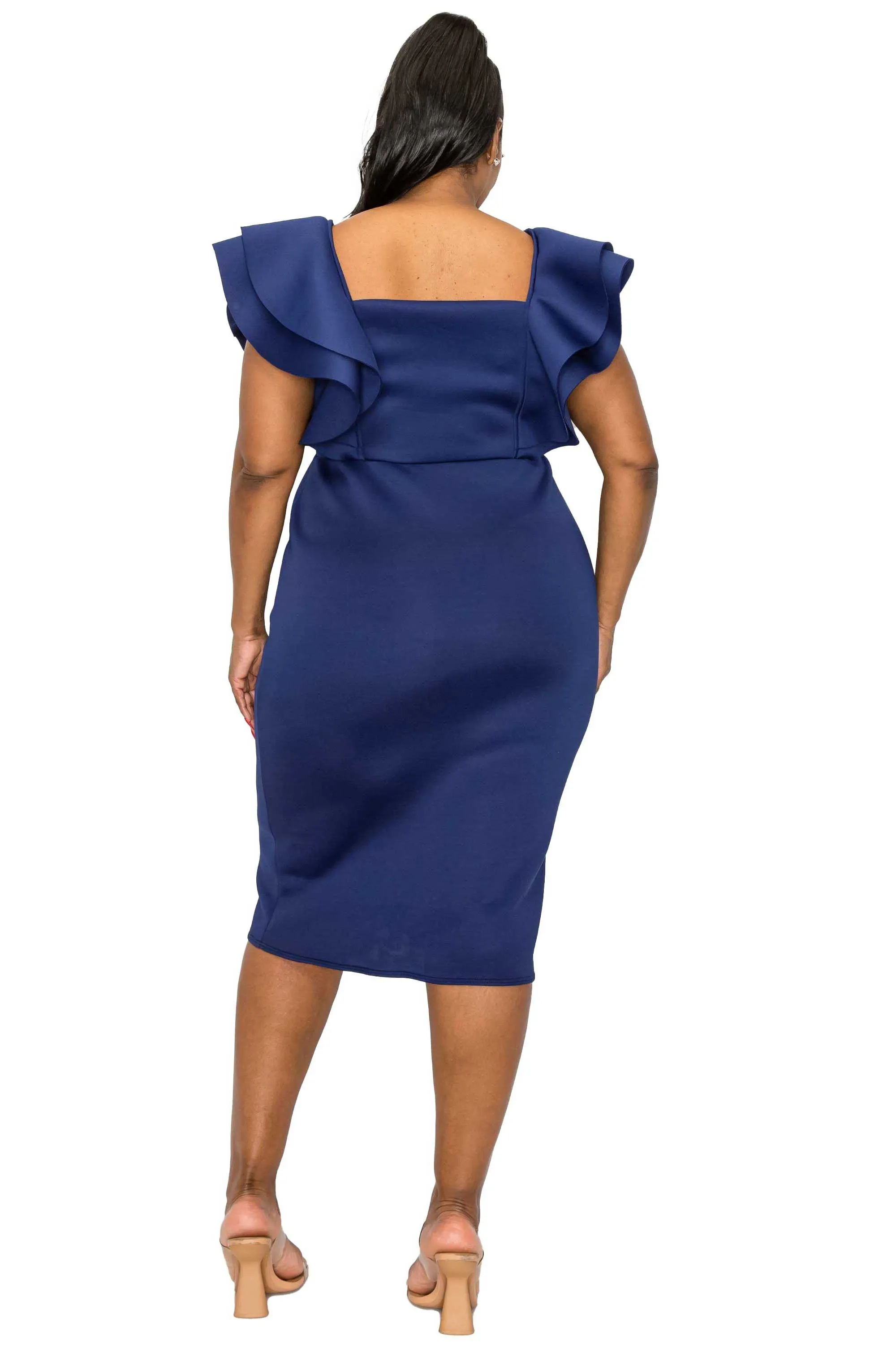 Charlie Flutter Sleeve Neoprene Dress