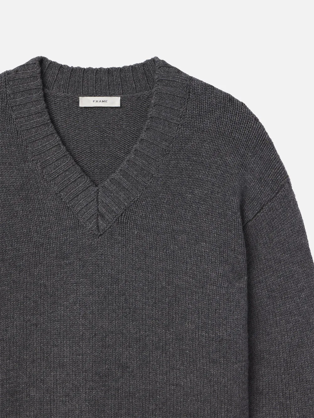 Chunky V-Neck Sweater -- Charcoal Heather