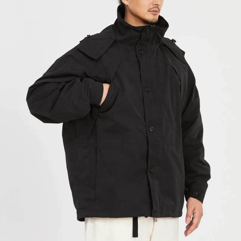 Column Jacket - Black Waxed Cotton/Nylon WR