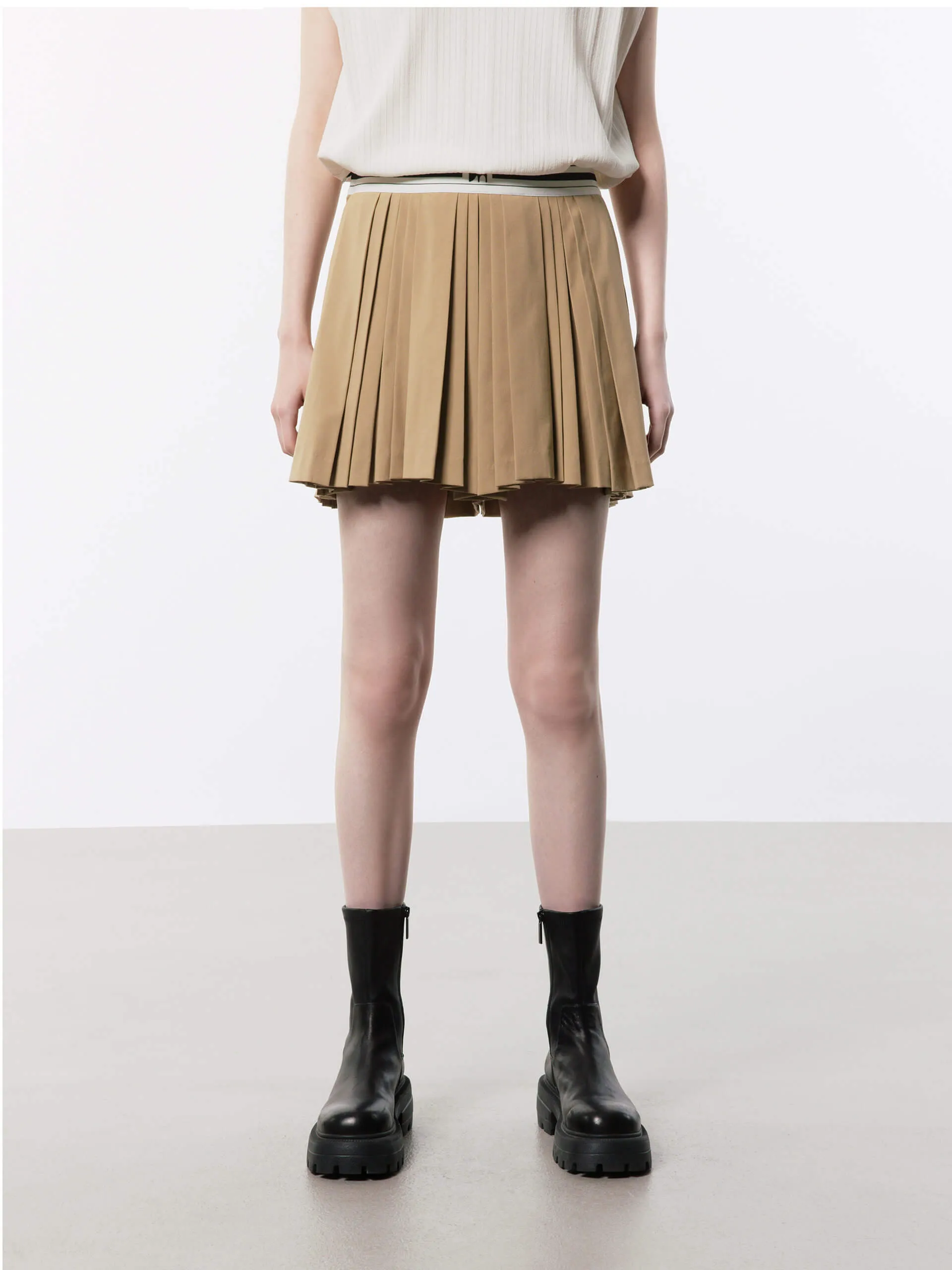 Contrast Waist Pleated Skort