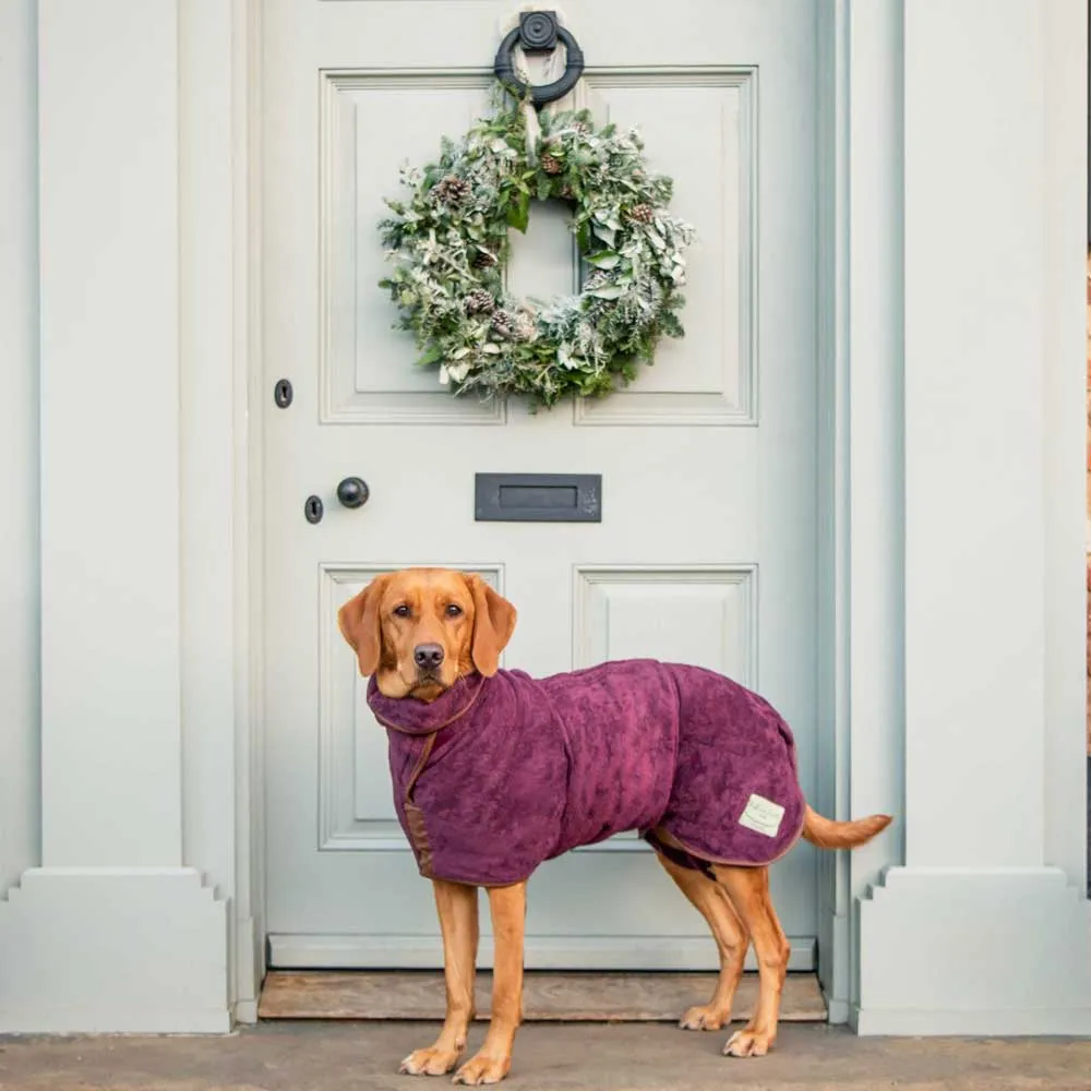 Country Dog Drying Coat in Burgundy Red by Ruff and Tumble