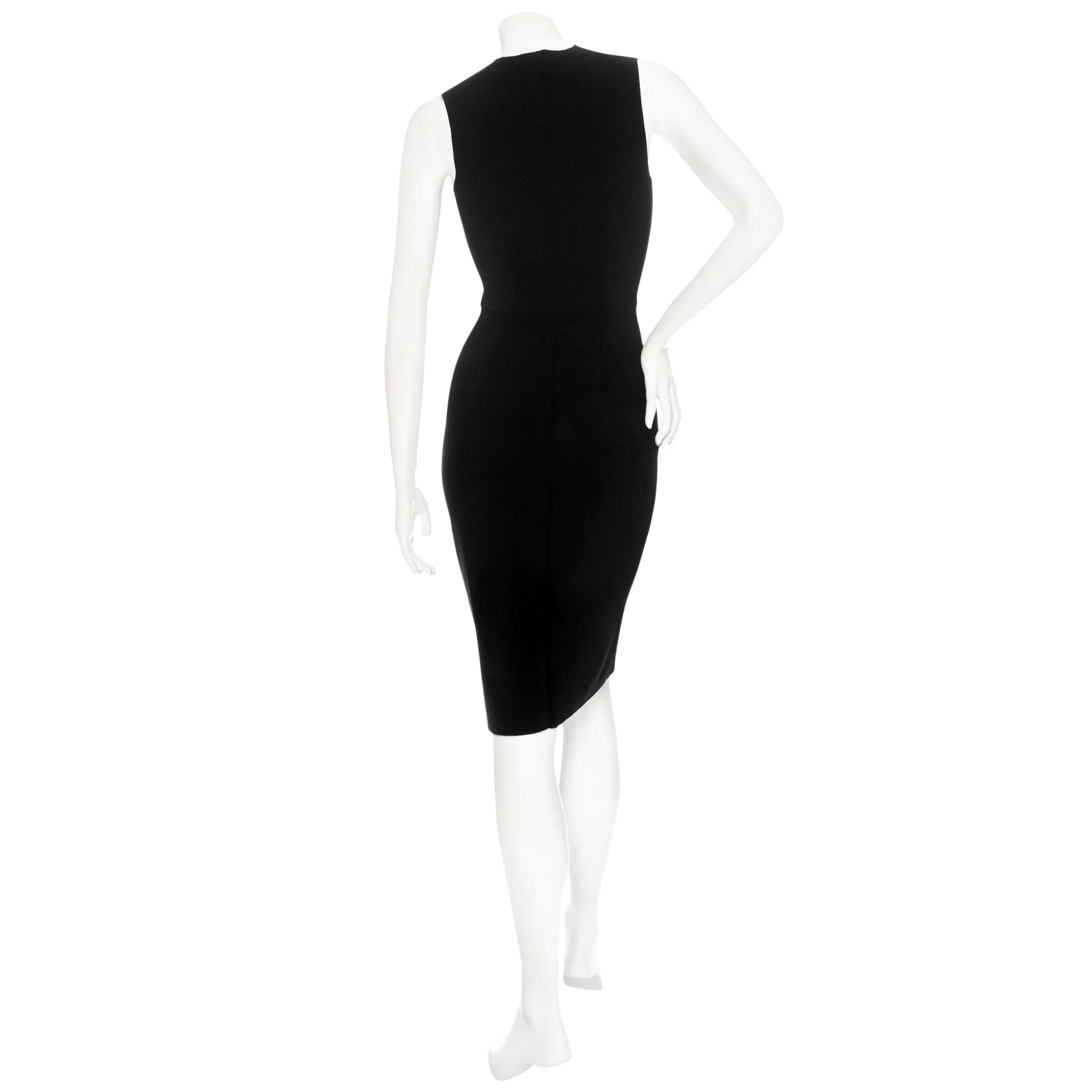 Dassah Black Scuba Sleeveless Sheath Dress