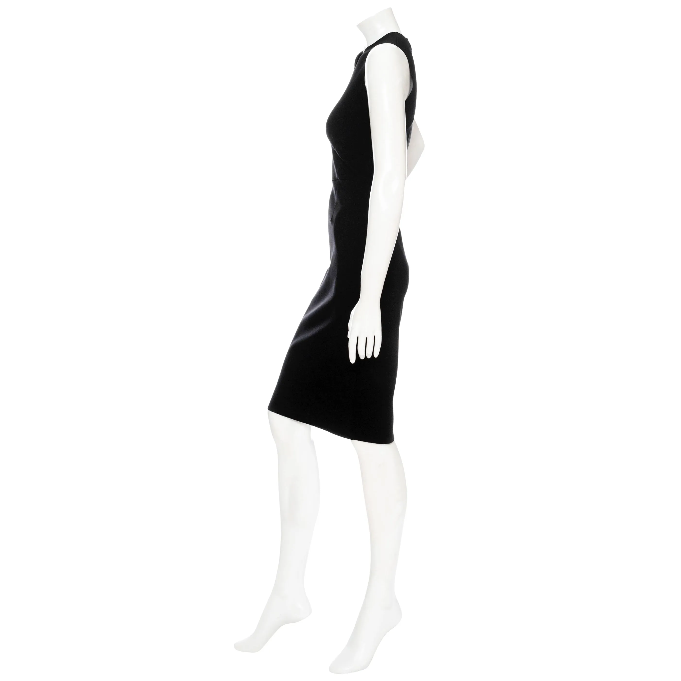 Dassah Black Scuba Sleeveless Sheath Dress