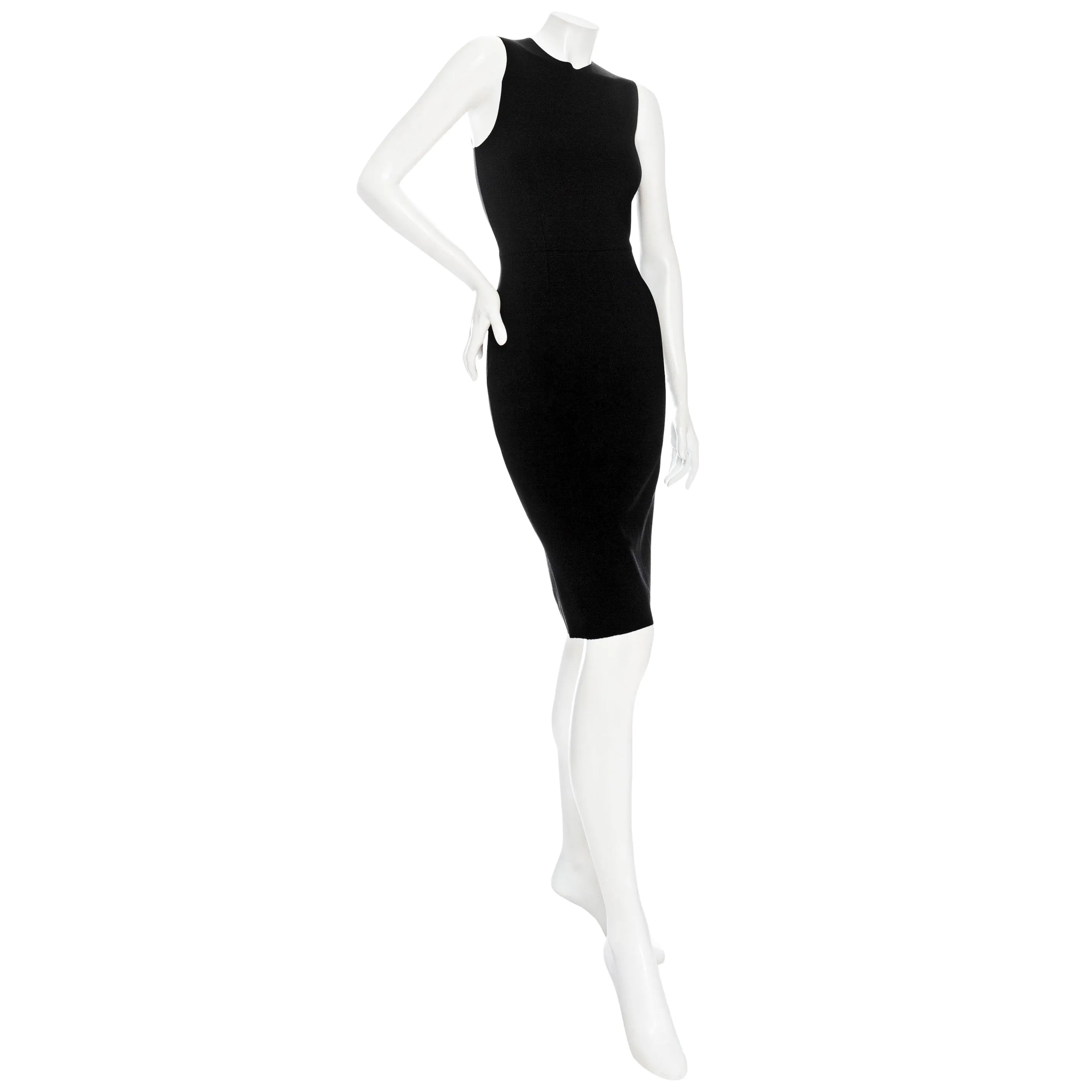 Dassah Black Scuba Sleeveless Sheath Dress