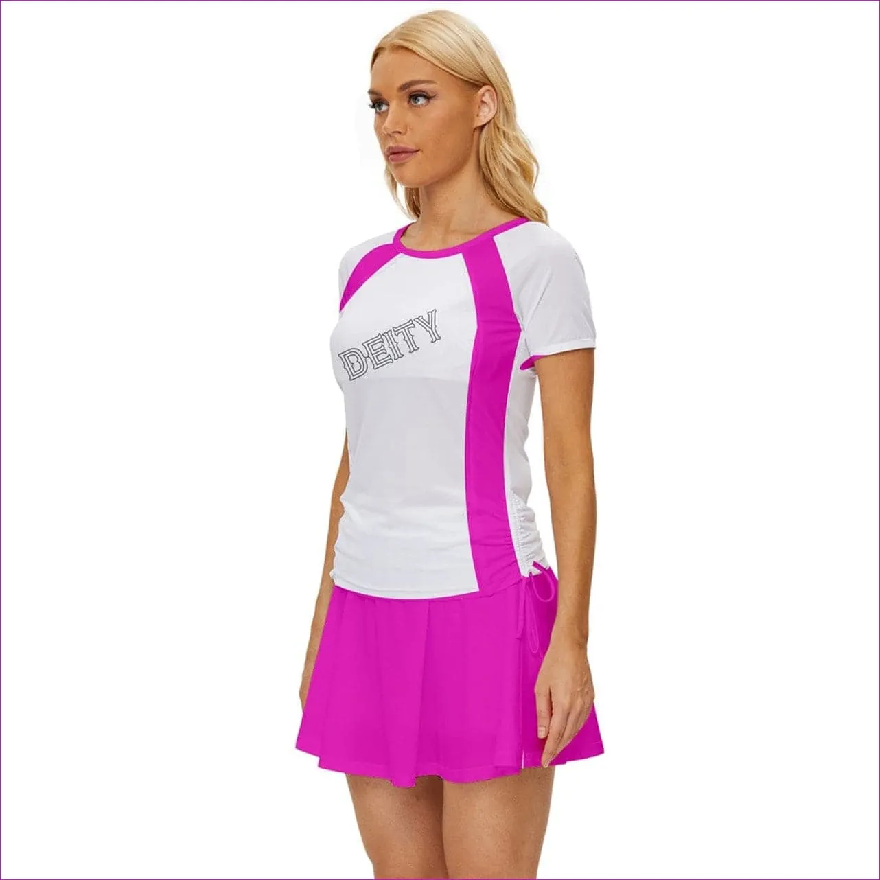 Deity Pink Color Block Womens Sports Wear Set