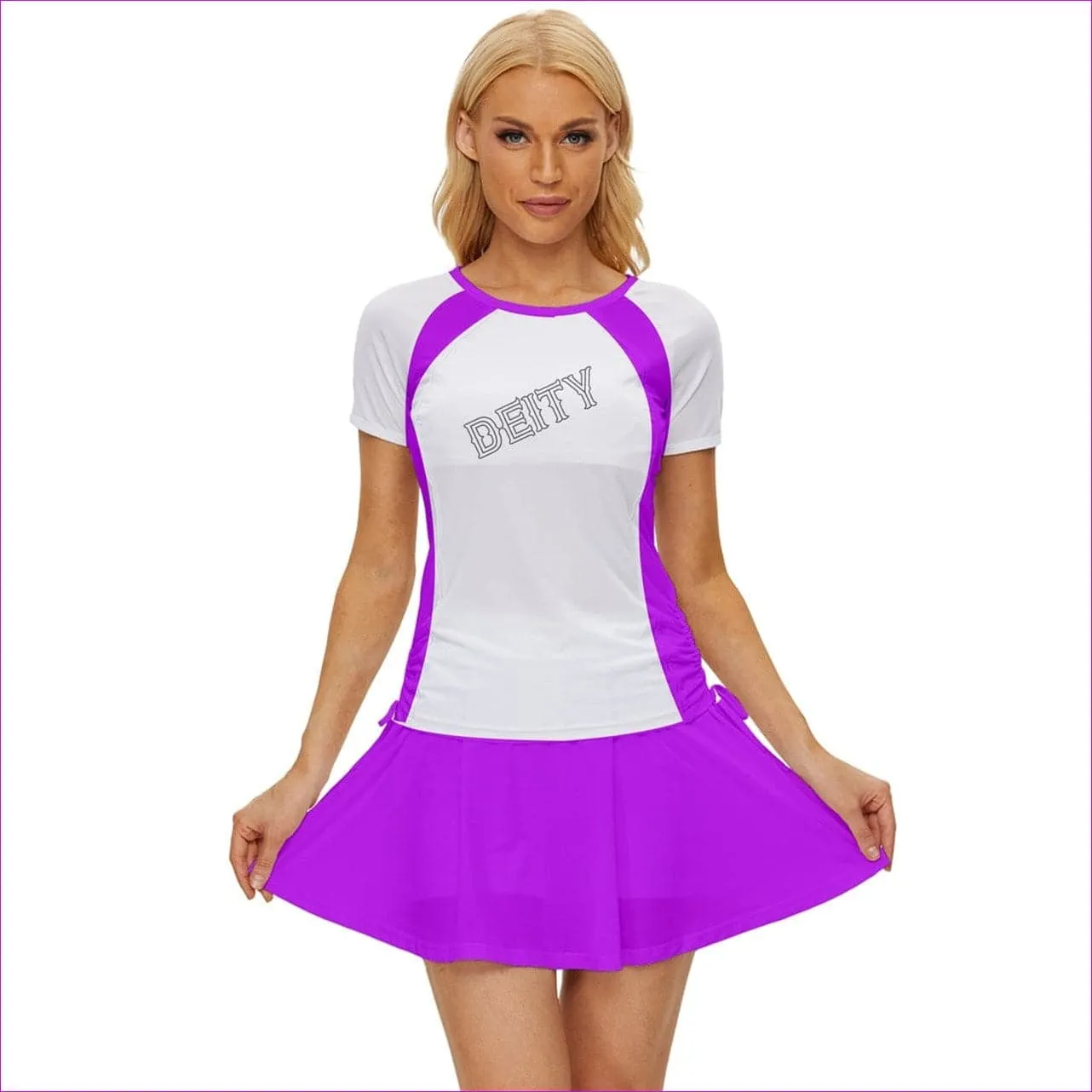 Deity Purple Color Block Womens Sports Wear Set