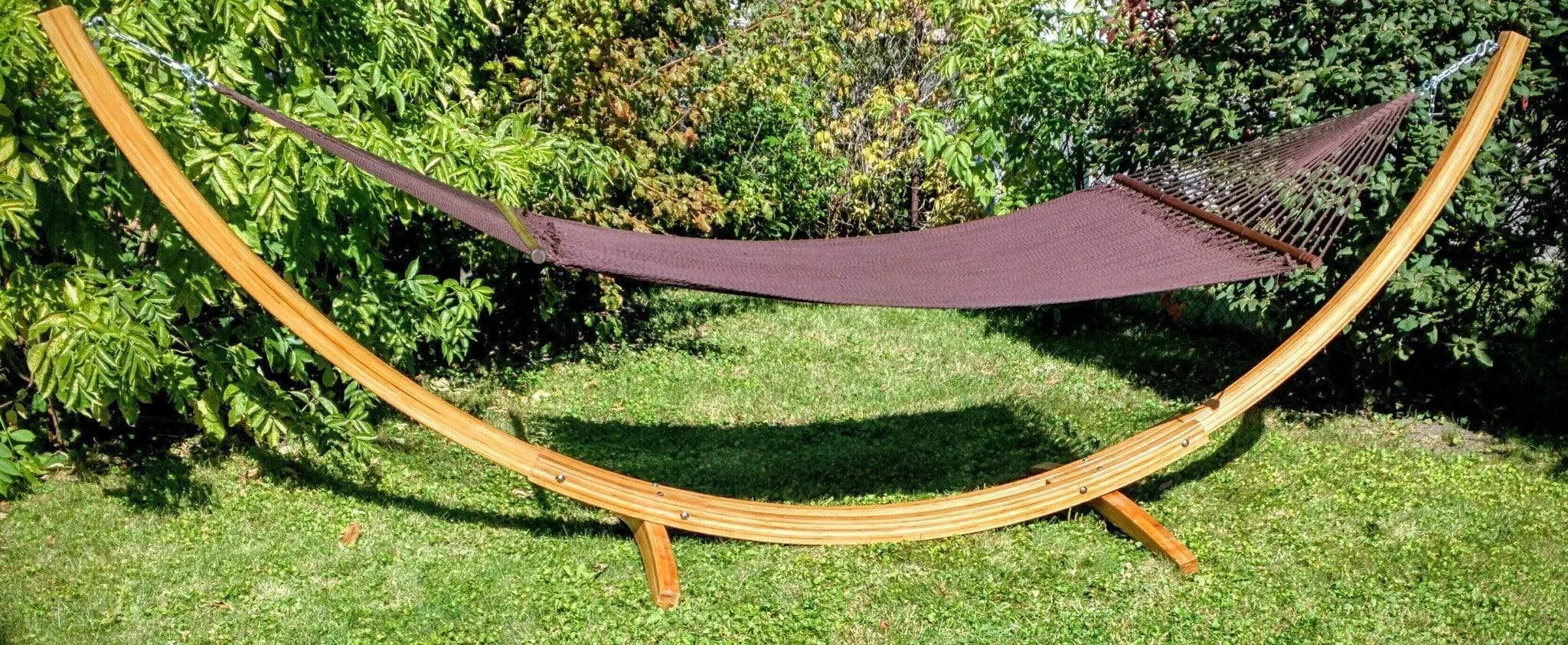 Deluxe Polyester Rope Hammock with Bamboo Stand