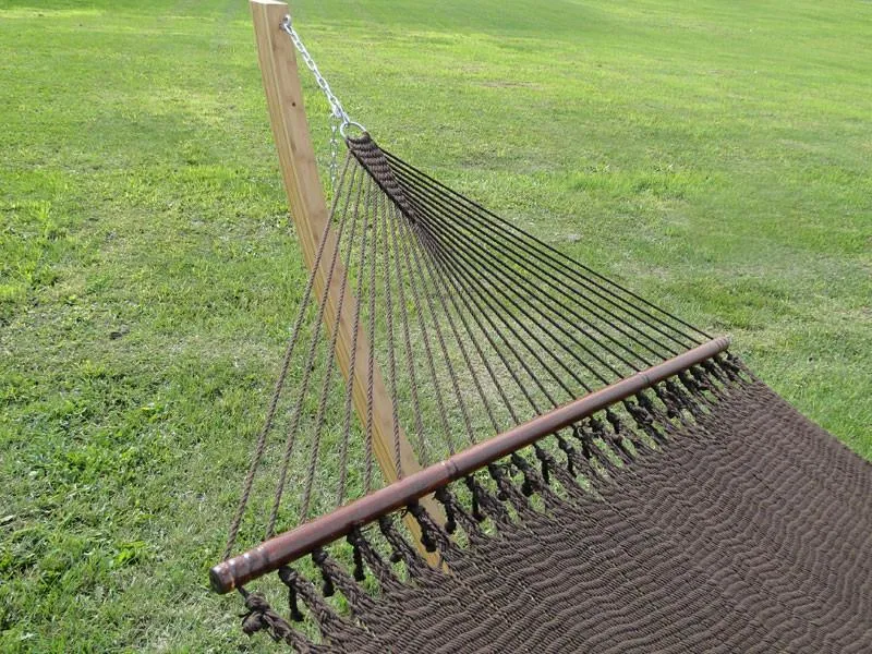 Deluxe Polyester Rope Hammock with Bamboo Stand