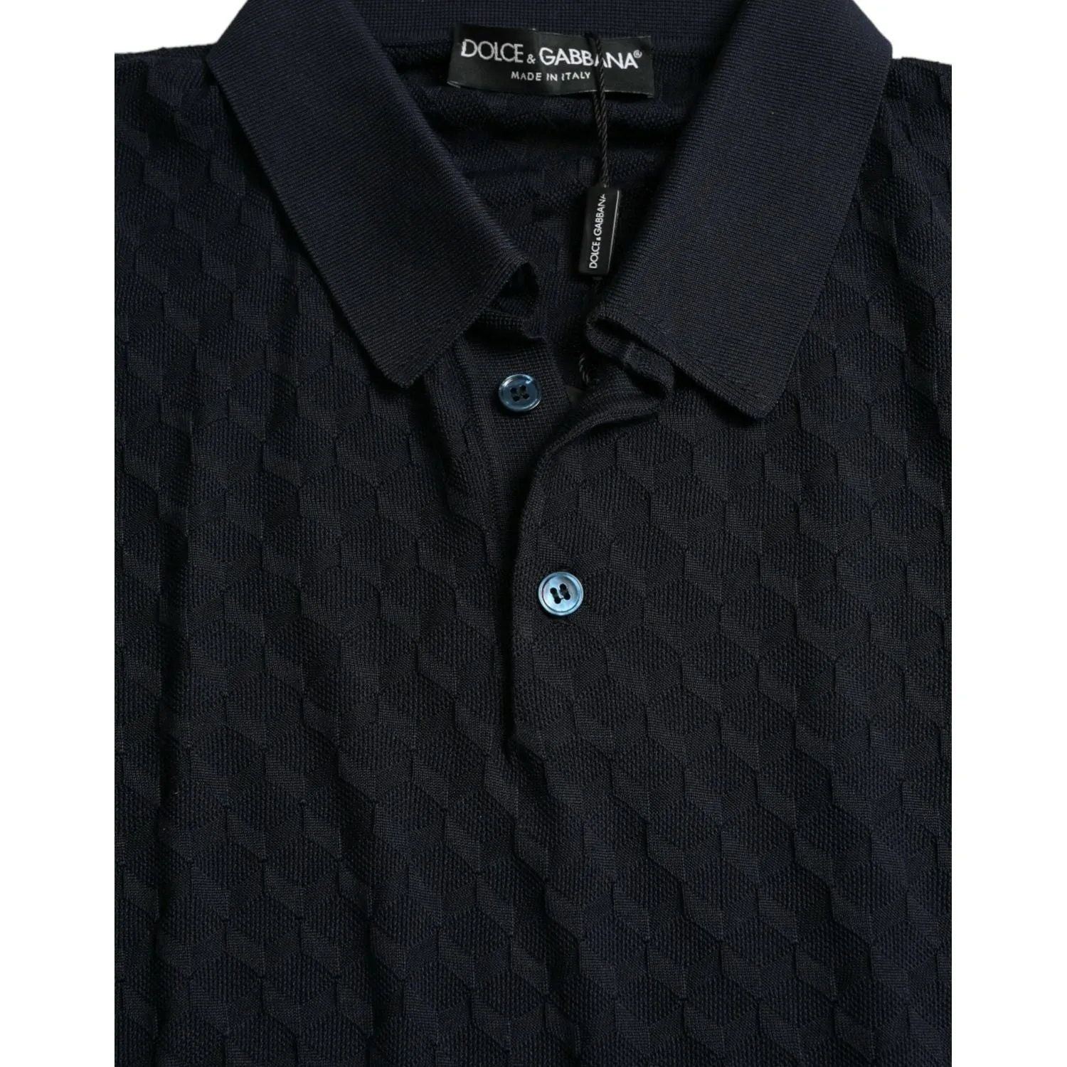 Dolce & Gabbana Dark Blue Collared Short Sleeve Polo T-shirt