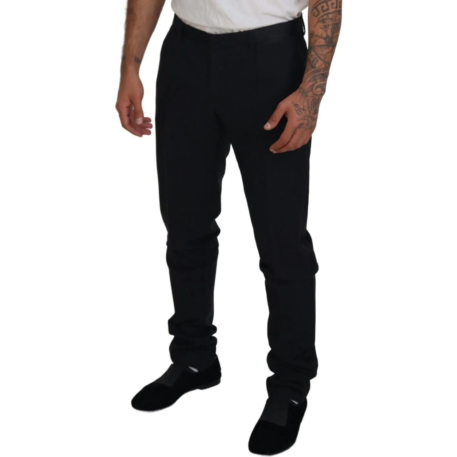 Dolce & Gabbana Elegant Black Dress Pants from Virgin Wool Blend