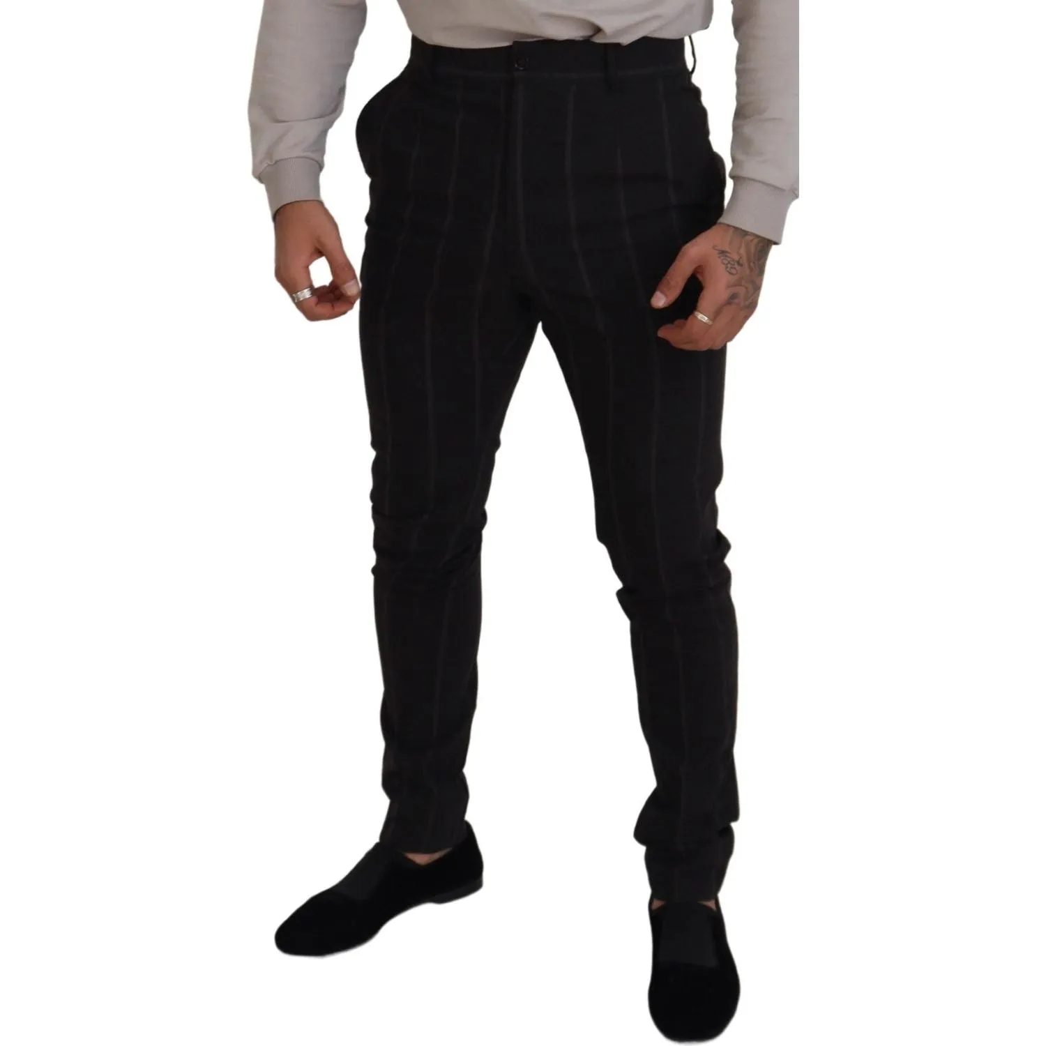 Dolce & Gabbana Elegant Black Striped Chino Pants