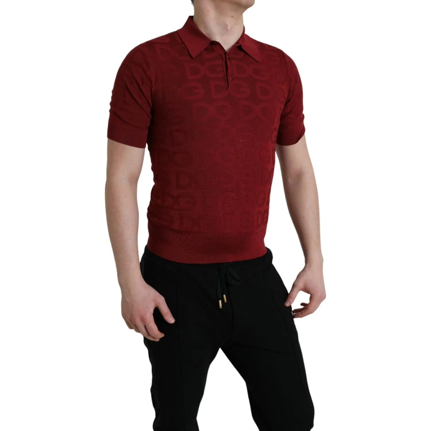 Dolce & Gabbana Elegant Silk Maroon Polo T-Shirt