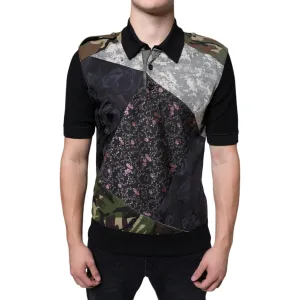 Dolce & Gabbana Multicolor Camouflage Patchwork Silk Polo T-shirt