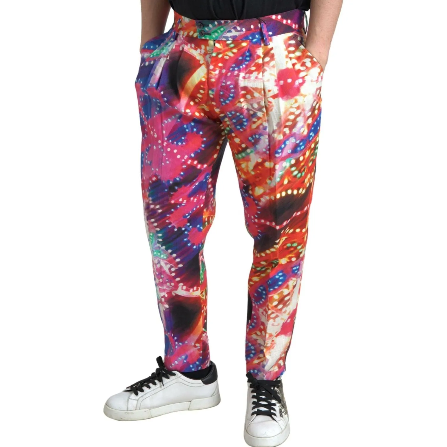 Dolce & Gabbana Multicolor Linen Chino Pants - Italian Elegance