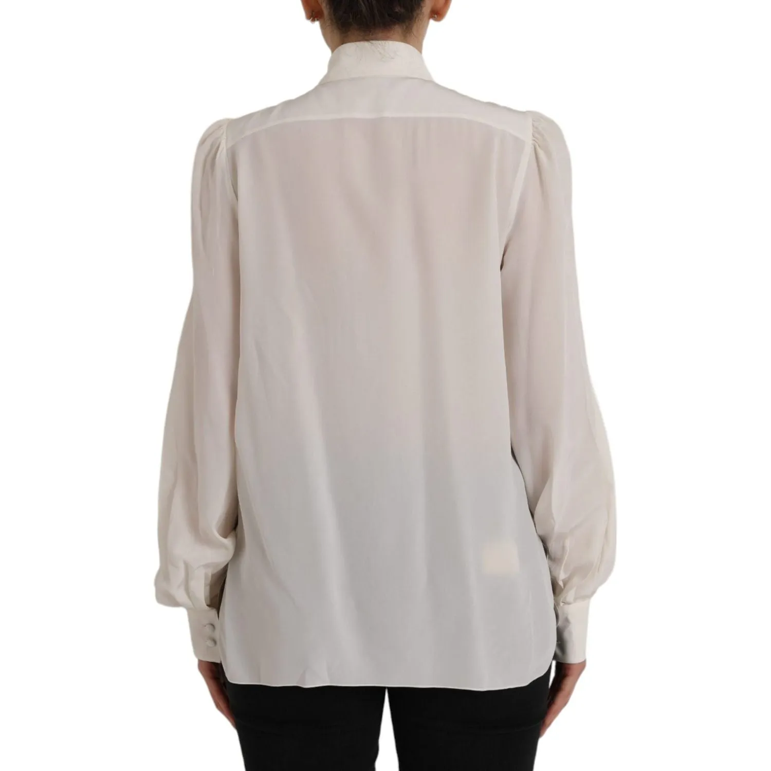 Dolce & Gabbana Off White Long Sleeve Button Down Blouse Top