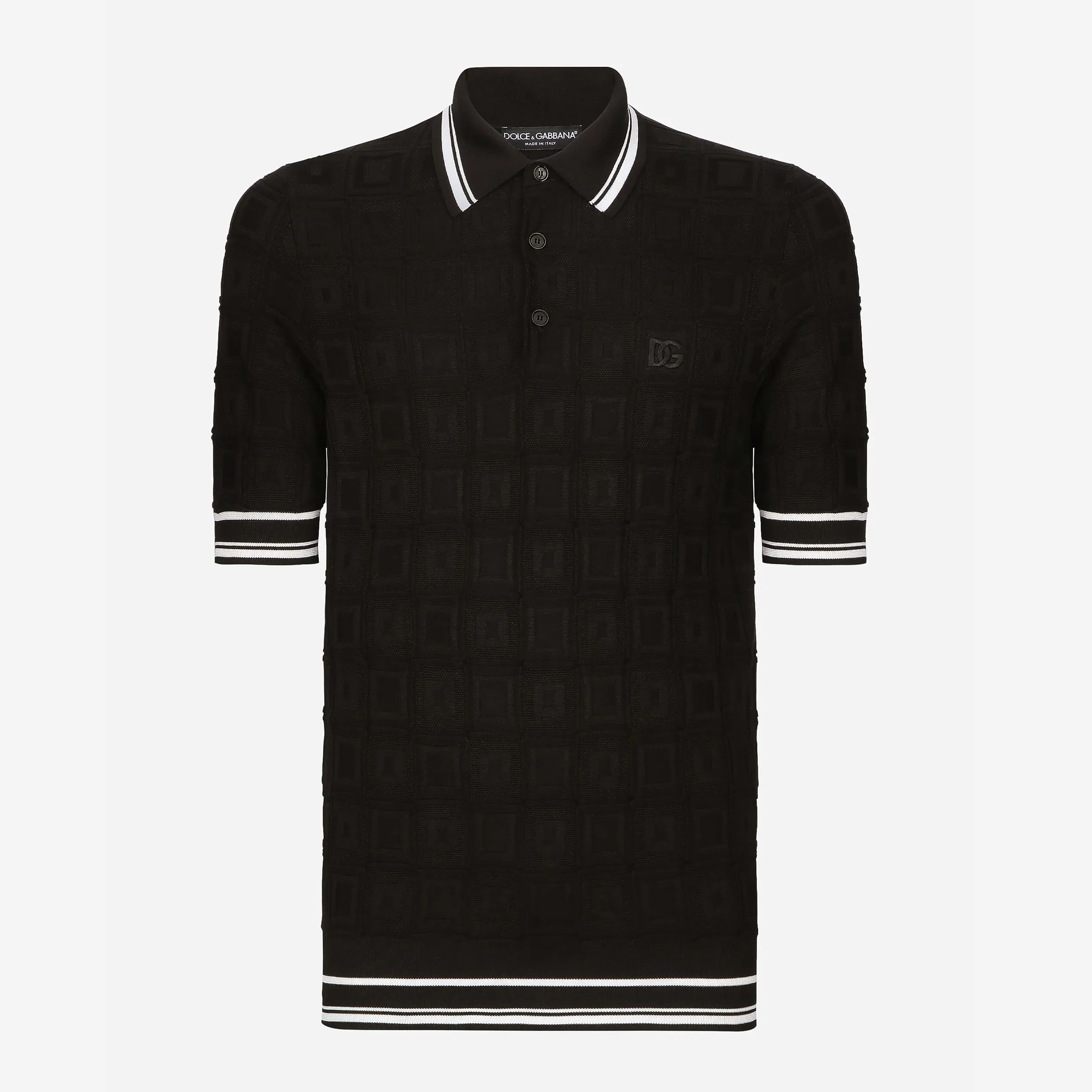 Dolce & Gabbana Stretch Silk DG Logo Polo Shirt