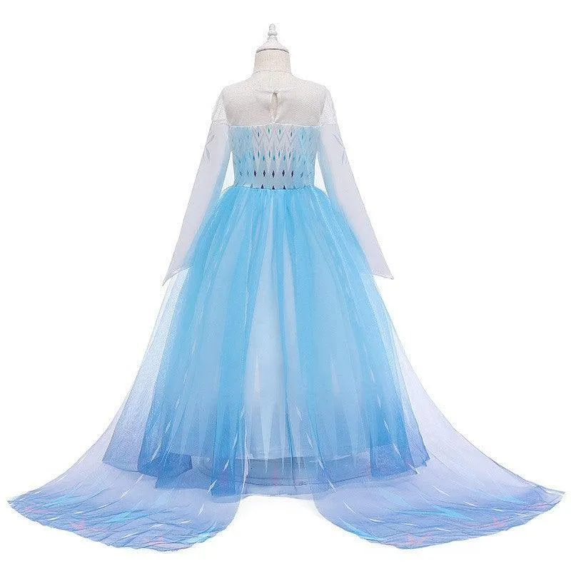 Dreamy Ice Princess Dress 3-12 years old Girls' lace long sleeved dress Halloween stage performance costume