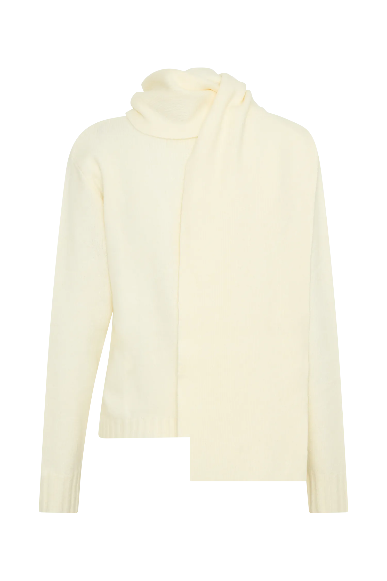 Ella V Neck Knit Jumper With Scarf - Ivory Marle