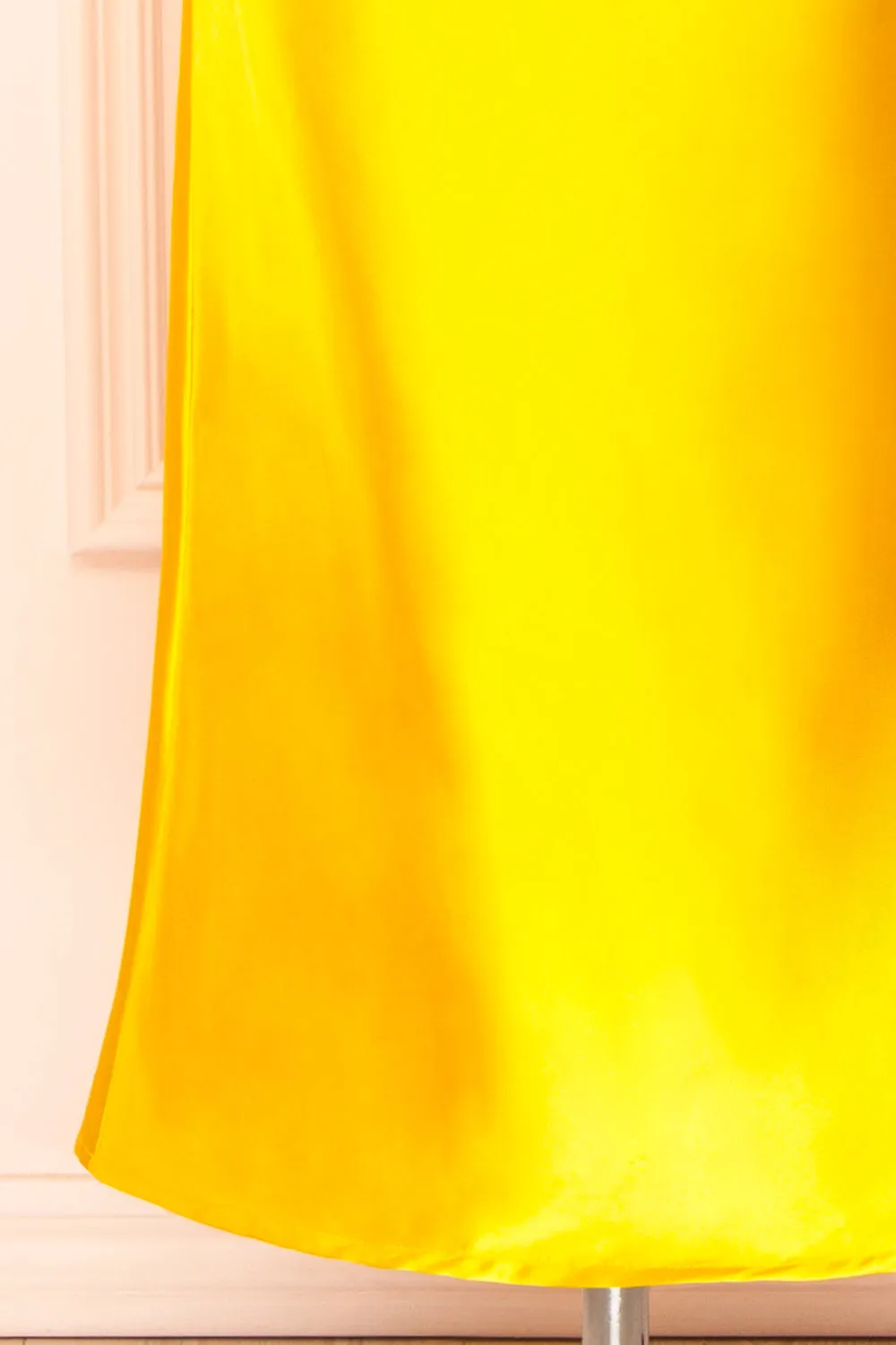 Elyse Yellow | Cowl Neck Midi Dress