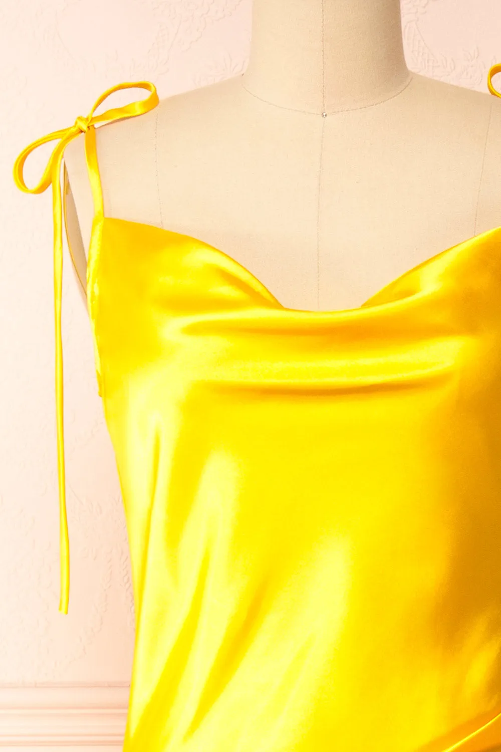 Elyse Yellow | Cowl Neck Midi Dress