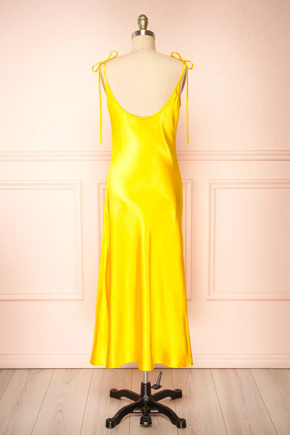 Elyse Yellow | Cowl Neck Midi Dress