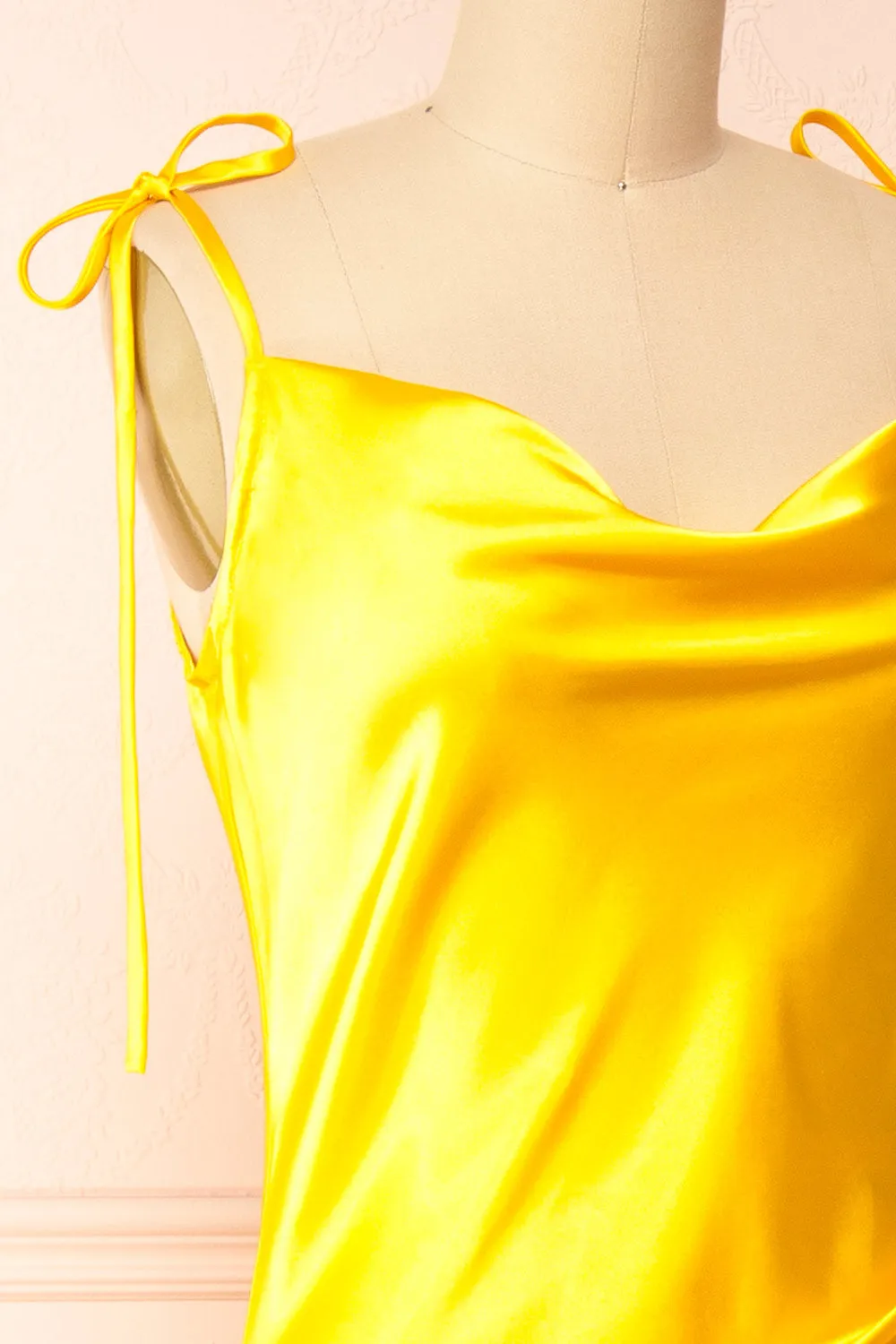 Elyse Yellow | Cowl Neck Midi Dress