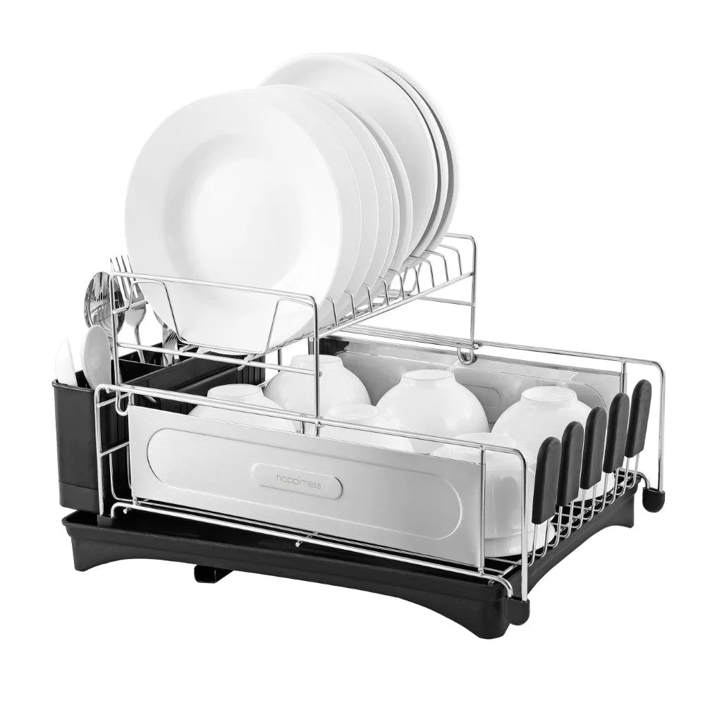 Falls 18.25" 2-Tier Fingerprint-Proof Stainless Steel Dish Drying Rack with Swivel Spout Tray