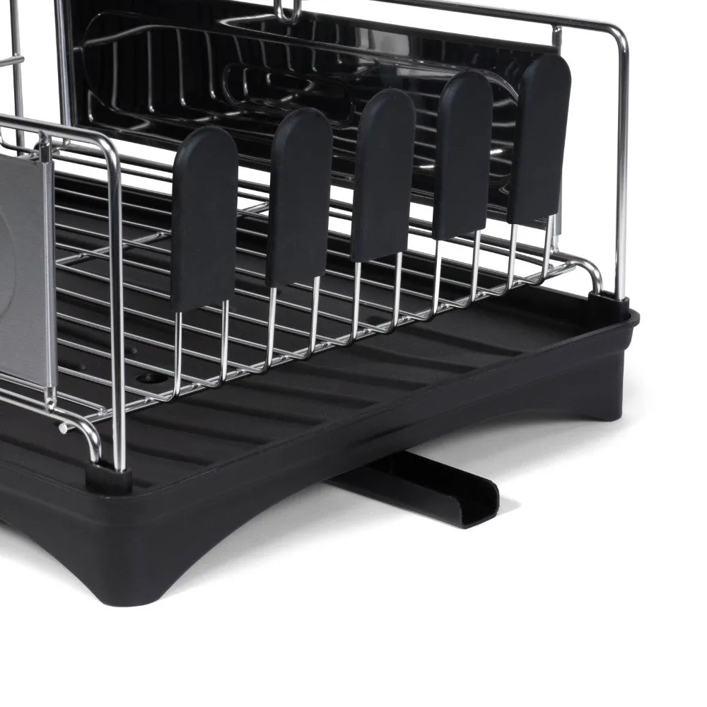 Falls 18.25" 2-Tier Fingerprint-Proof Stainless Steel Dish Drying Rack with Swivel Spout Tray