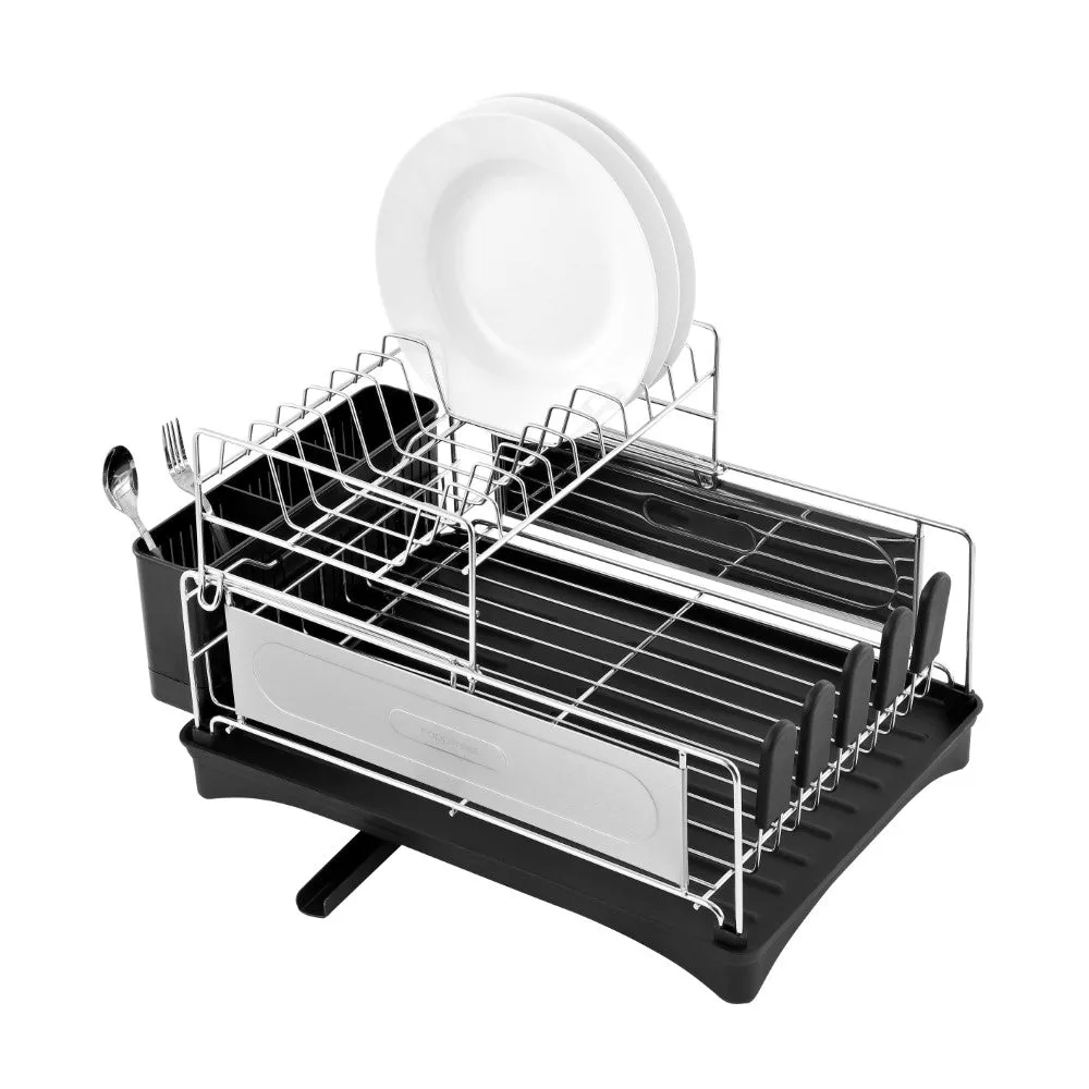 Falls 18.25" 2-Tier Fingerprint-Proof Stainless Steel Dish Drying Rack with Swivel Spout Tray