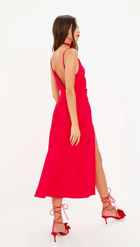 For Love and Lemons Ilana Red Midi Dress