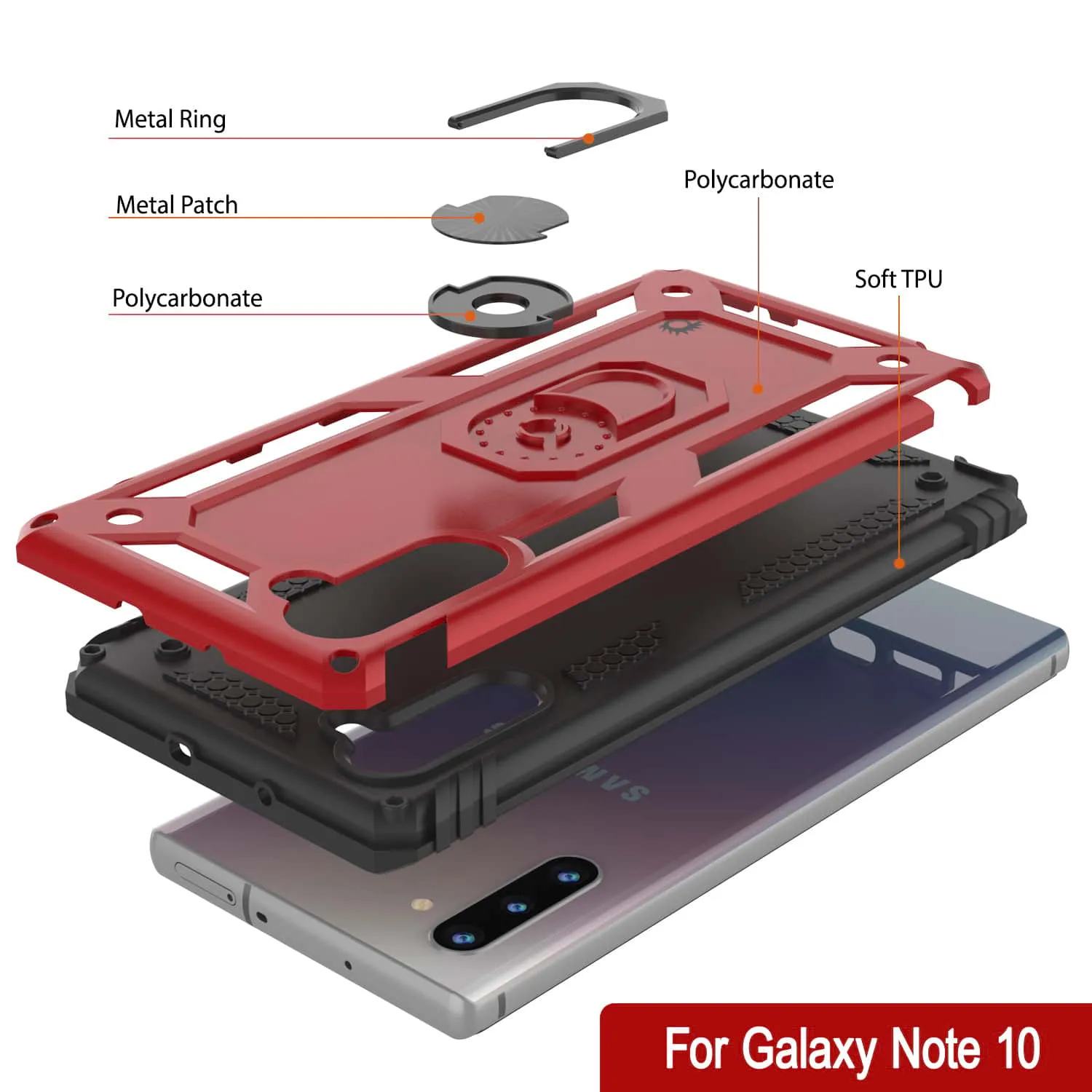 Galaxy Note 10 Punkcase Armor Military Case Red