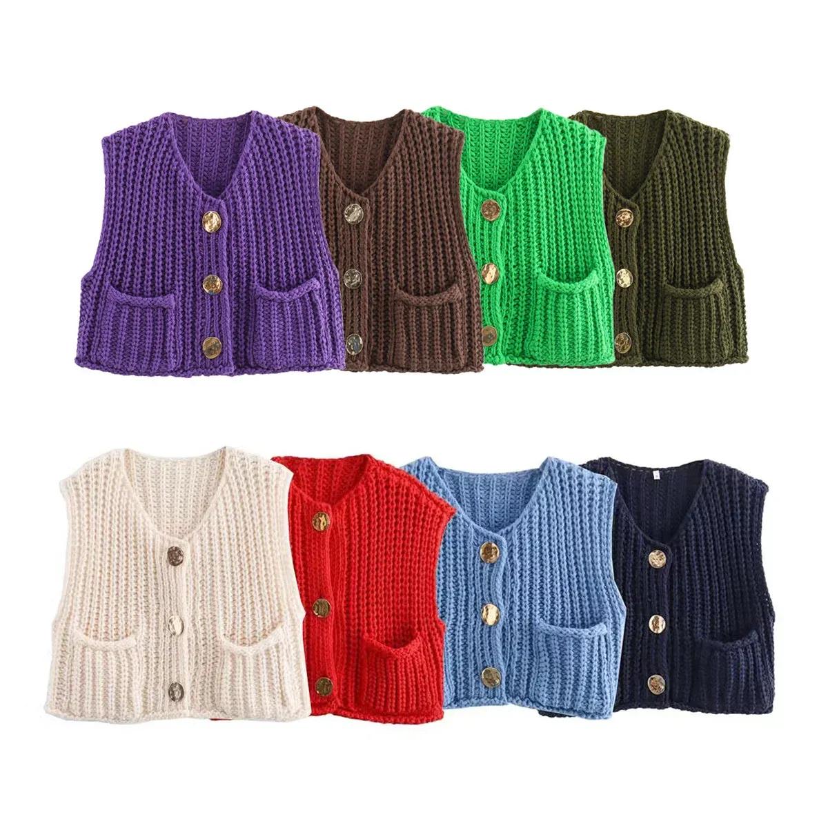 Girlary Korean Fashion Crop Sweater Women Vest Solid Loose Casual Sweater Vest Cable Knit Sweater Vest For Women Luxury Designer Tops