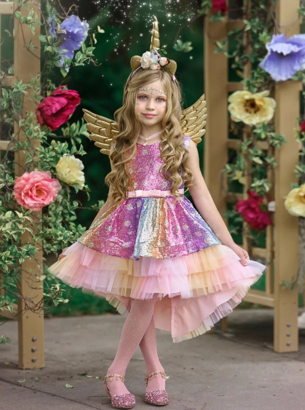 Girls Grace the Glitter Unicorn Hi-Lo Costume Dress