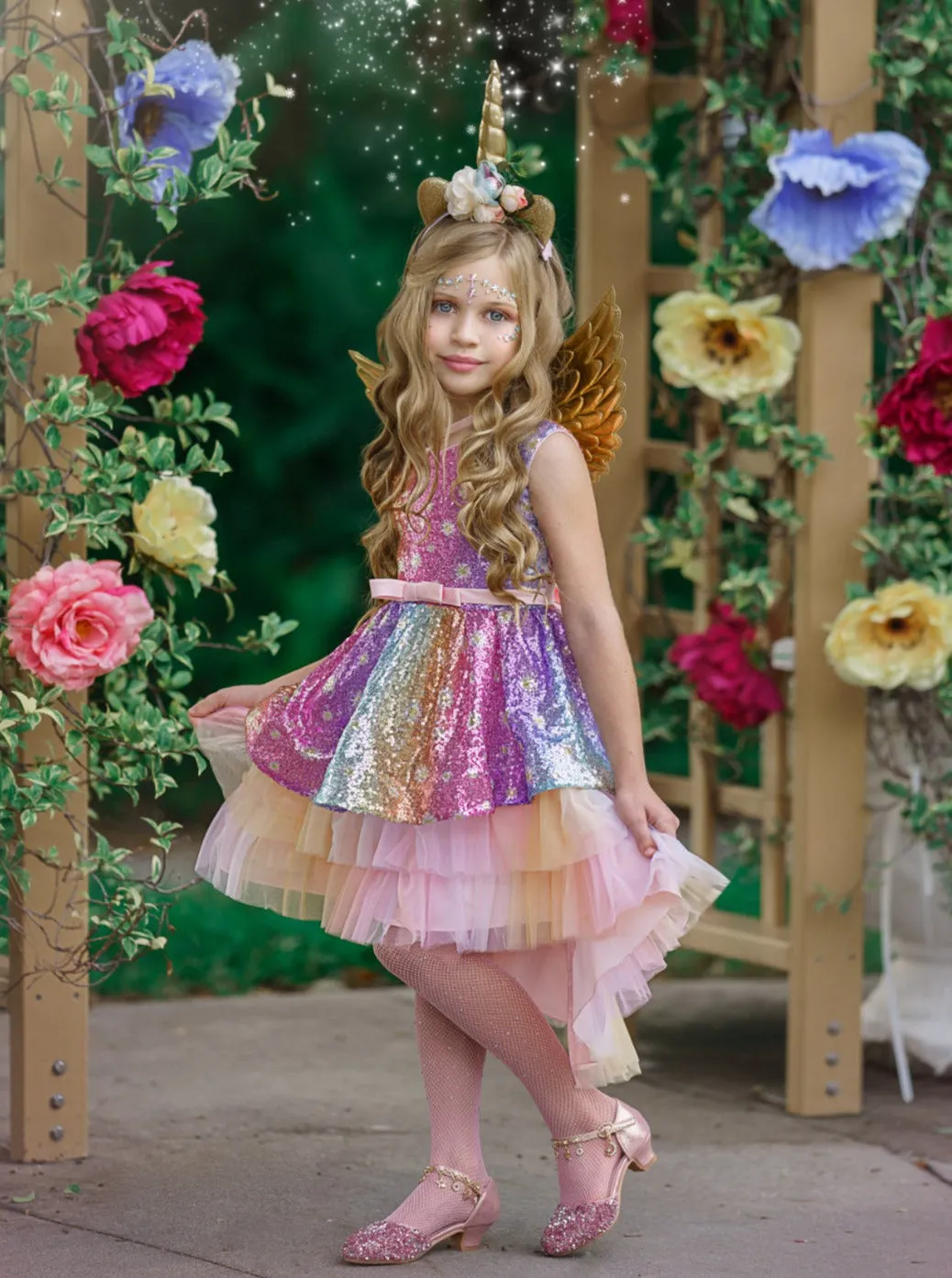 Girls Grace the Glitter Unicorn Hi-Lo Costume Dress