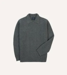 Grey Alpaca Lambswool Integral Collar Jumper