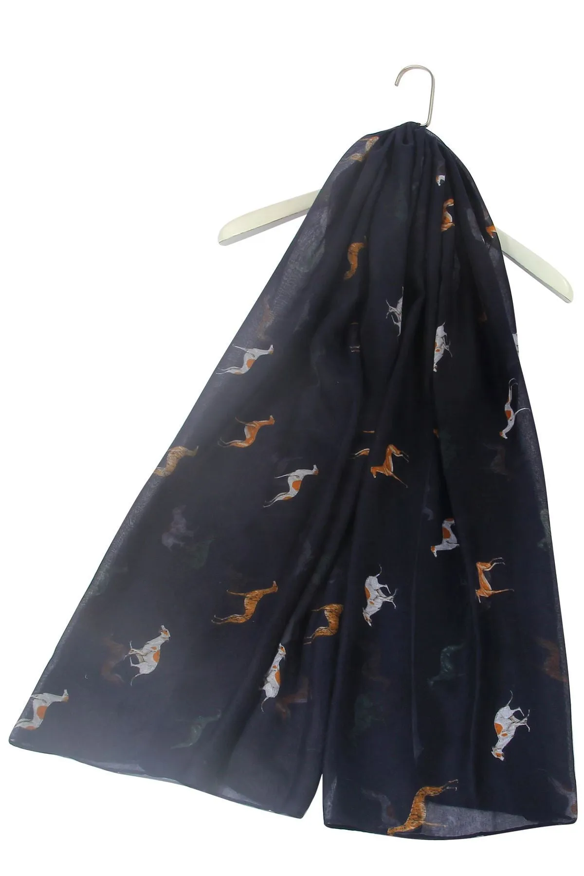 Greyhound Dog Print Scarf - Navy Blue