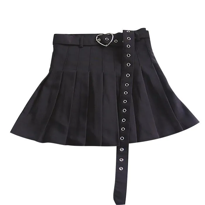 Heart Belt Pleated Skirt SD00978