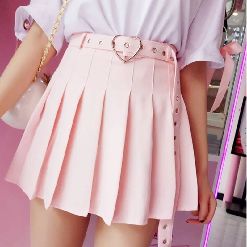 Heart Belt Pleated Skirt SD00978