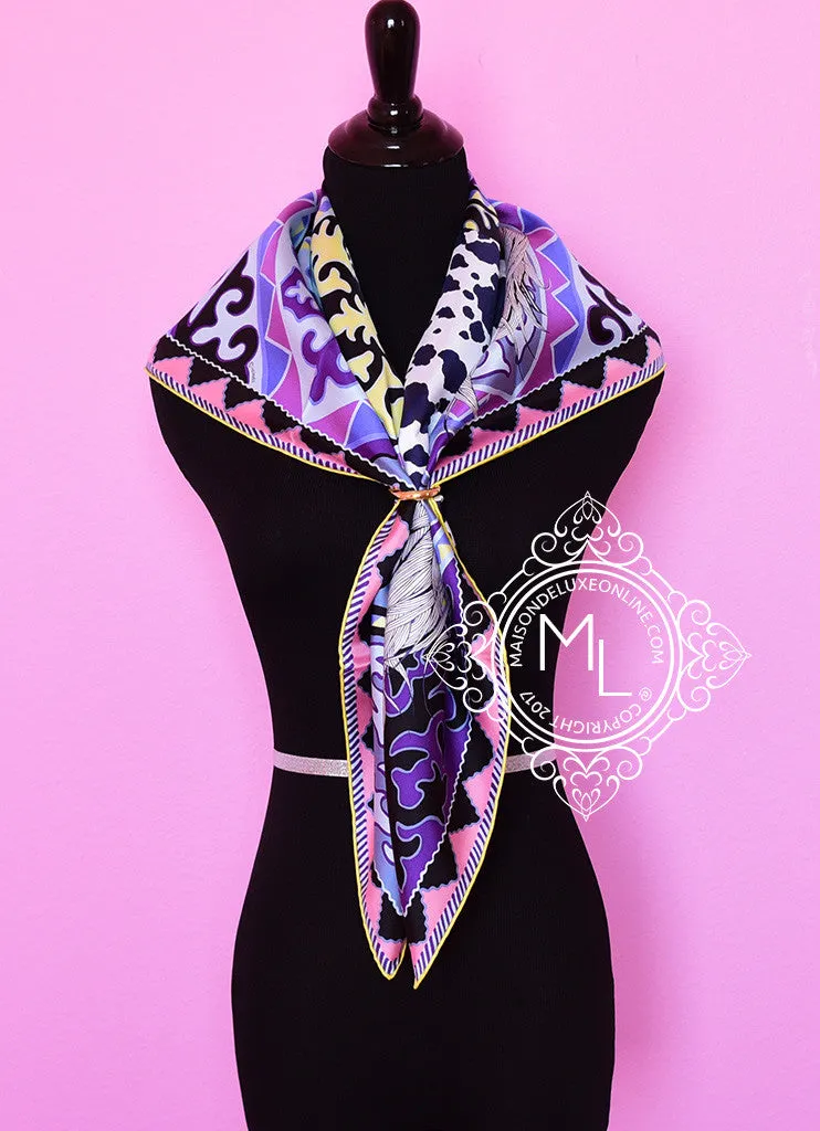 Hermes Purple Twill Silk 90 cm Appaloosa des Steppes Scarf